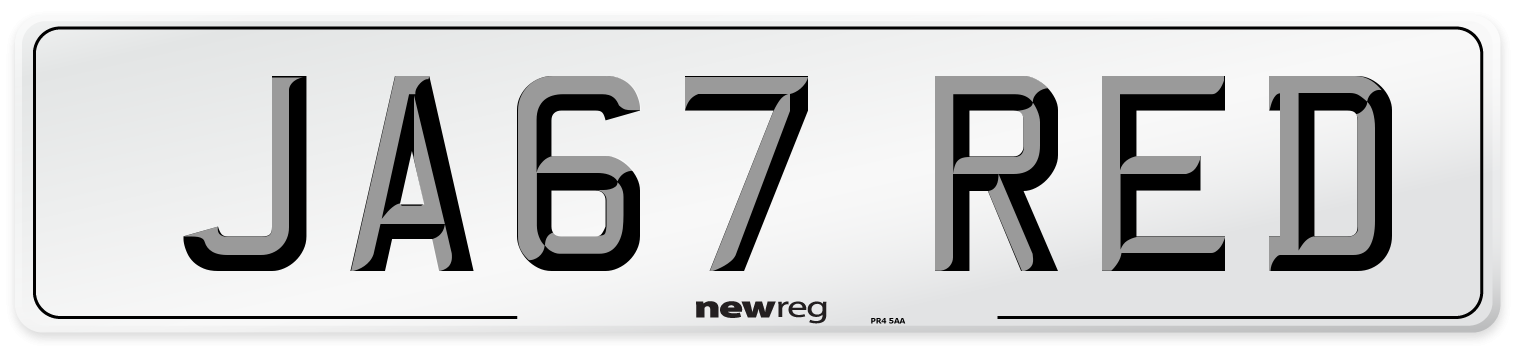 JA67 RED Number Plate from New Reg